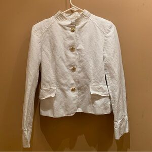 Zara Cream Military Style Jacket Gold Buttons and Hardware Size Medium